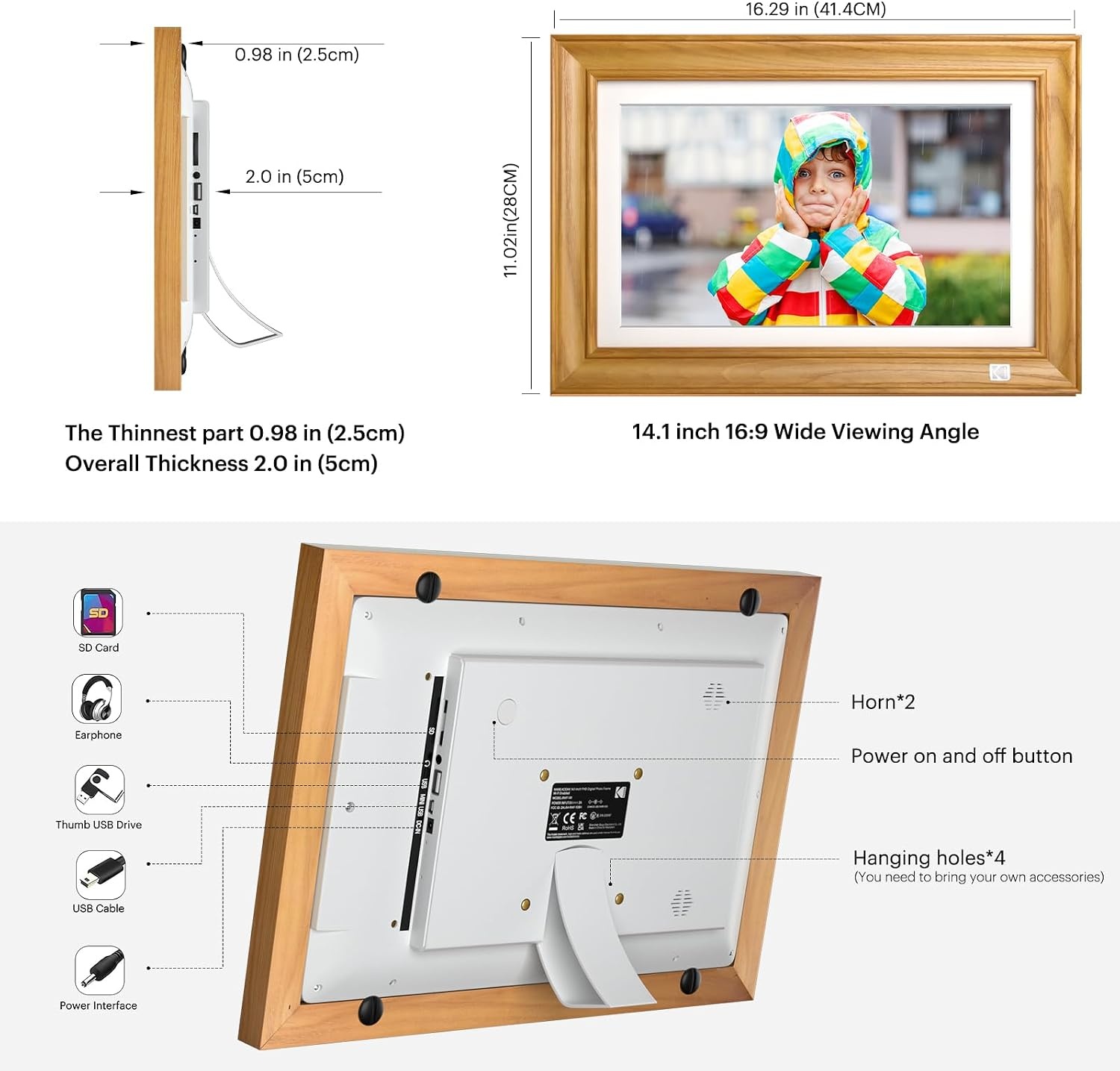 image:imageKODAK 101 Inch WiFi Digital Picture Frame with 32GB Storage Electronic Smart Digital Photo Frame 1280x800 IPS Touch Screen AutoRotate Share Moments Instantly Gifts for Women Mothers Day ChristmasWood