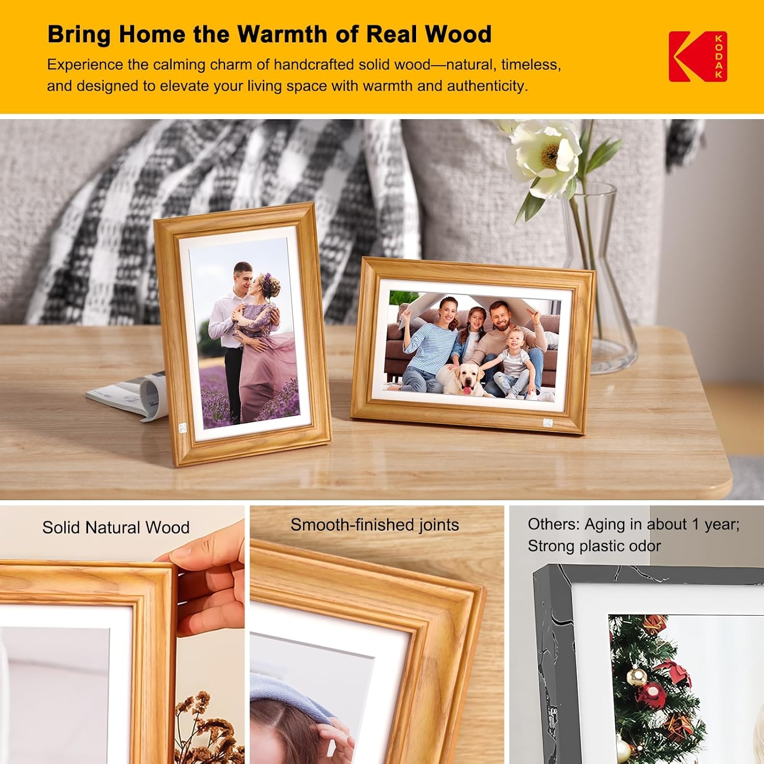 image:imageKODAK 101 Inch WiFi Digital Picture Frame with 32GB Storage Electronic Smart Digital Photo Frame 1280x800 IPS Touch Screen AutoRotate Share Moments Instantly Gifts for Women Mothers Day ChristmasWood