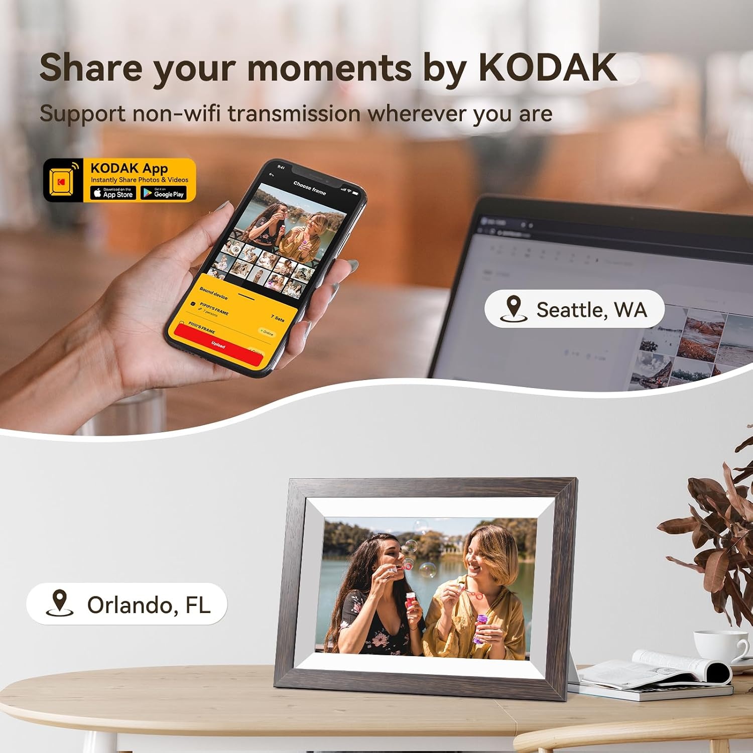 image:imageKODAK 101 Inch WiFi Digital Picture Frame with 32GB Storage Electronic Smart Digital Photo Frame 1280x800 IPS Touch Screen AutoRotate Share Moments Instantly Gifts for Women Mothers Day ChristmasLightWhite