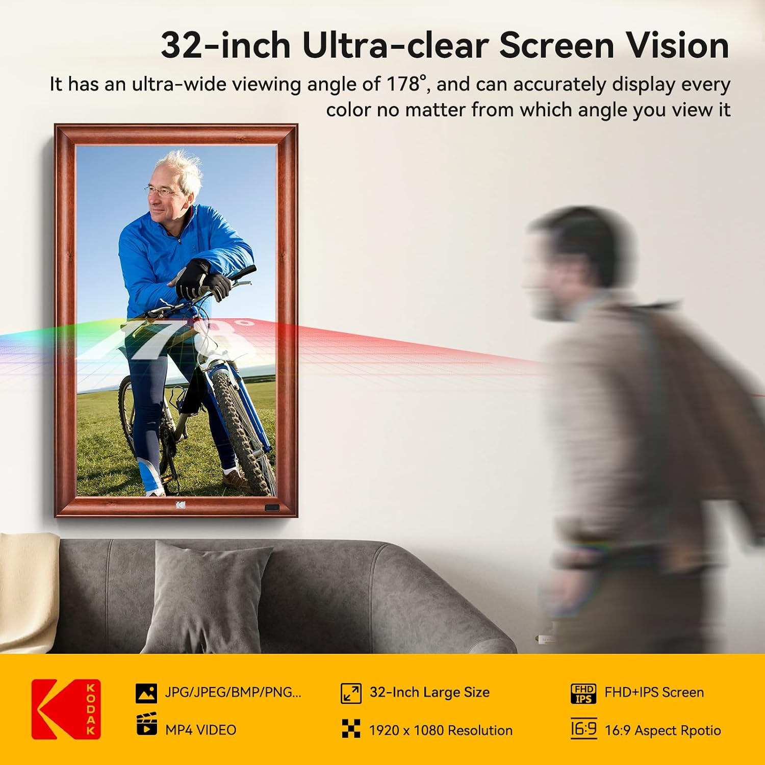 image:imageKODAK 101 Inch WiFi Digital Picture Frame with 32GB Storage Electronic Smart Digital Photo Frame 1280x800 IPS Touch Screen AutoRotate Share Moments Instantly Gifts for Women Mothers Day ChristmasBrown