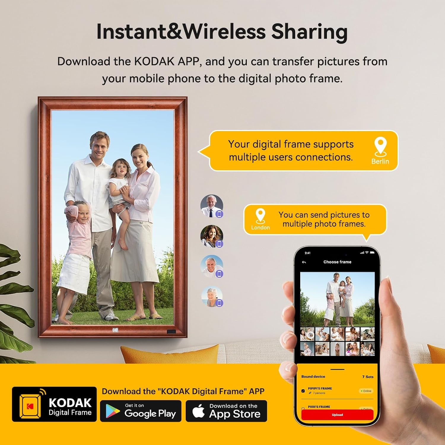 image:imageKODAK 101 Inch WiFi Digital Picture Frame with 32GB Storage Electronic Smart Digital Photo Frame 1280x800 IPS Touch Screen AutoRotate Share Moments Instantly Gifts for Women Mothers Day ChristmasBrown