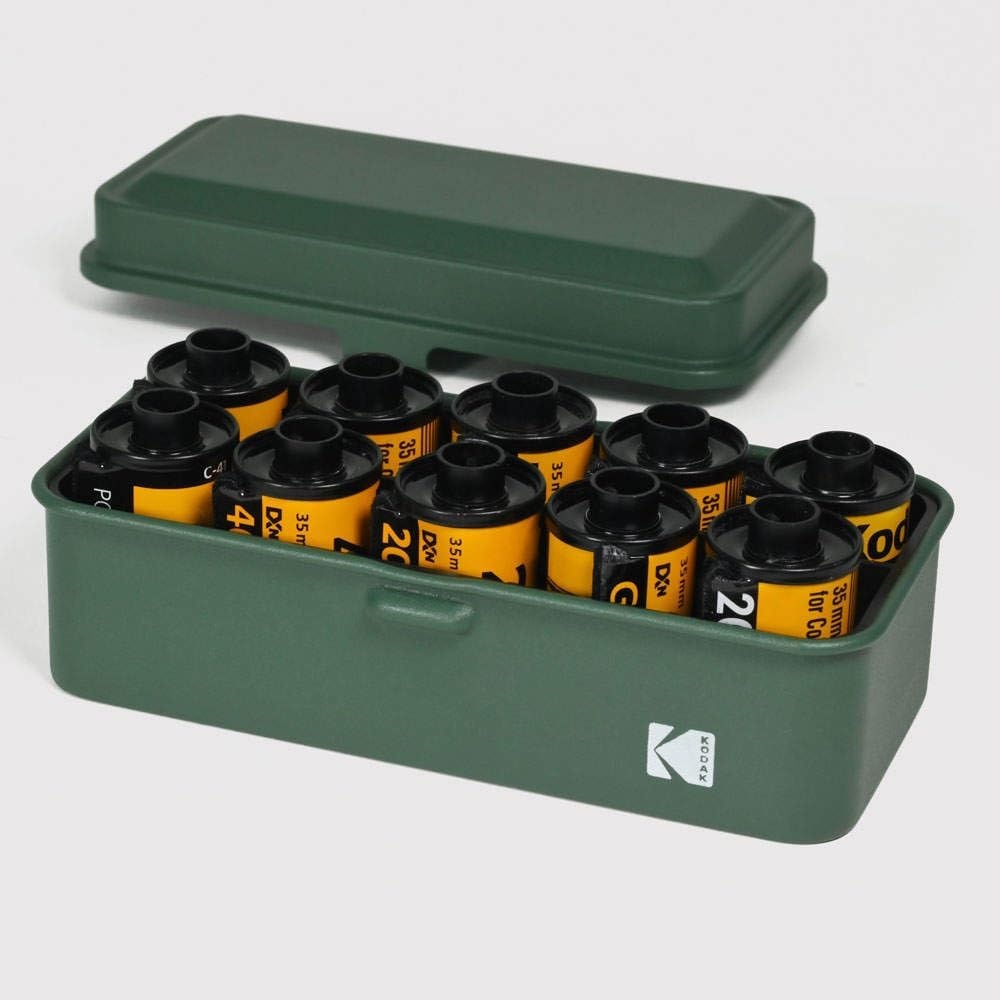image:imageKODAK 120135 Film Case for 8 Rolls of 120 Films 10 Rolls of 35mm Films Retro Steel Case to Sort amp Safeguard Film Olive Film is not IncludedOlive