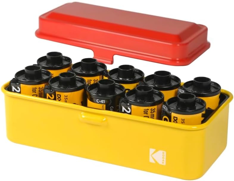 image:imageKODAK 120135 Film Case for 8 Rolls of 120 Films 10 Rolls of 35mm Films Retro Steel Case to Sort amp Safeguard Film Olive Film is not IncludedRed