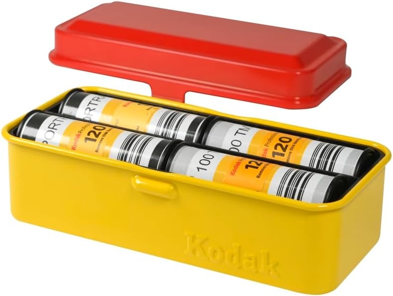 image:imageKODAK 120135 Film Case for 8 Rolls of 120 Films 10 Rolls of 35mm Films Retro Steel Case to Sort amp Safeguard Film Olive Film is not IncludedRed