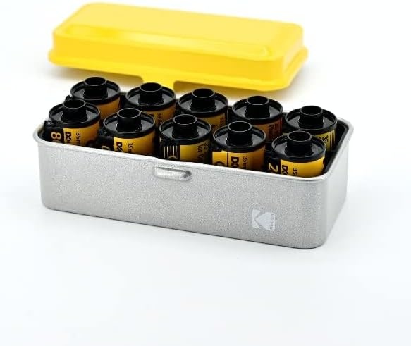 image:imageKODAK 120135 Film Case for 8 Rolls of 120 Films 10 Rolls of 35mm Films Retro Steel Case to Sort amp Safeguard Film Olive Film is not IncludedYellow