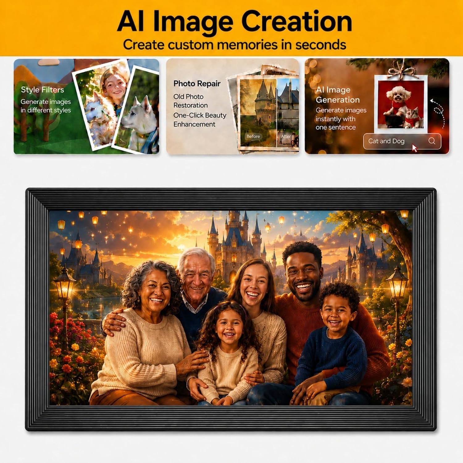 image:imageKODAK 156 Inch Large WiFi Digital Picture Frame 1920x1080 FHD Touch Screen Electronic Photo Frame with AI Photo Art 32GB Storage 6 Ways Sharing Photos amp Videos for Mom FamilyBlack