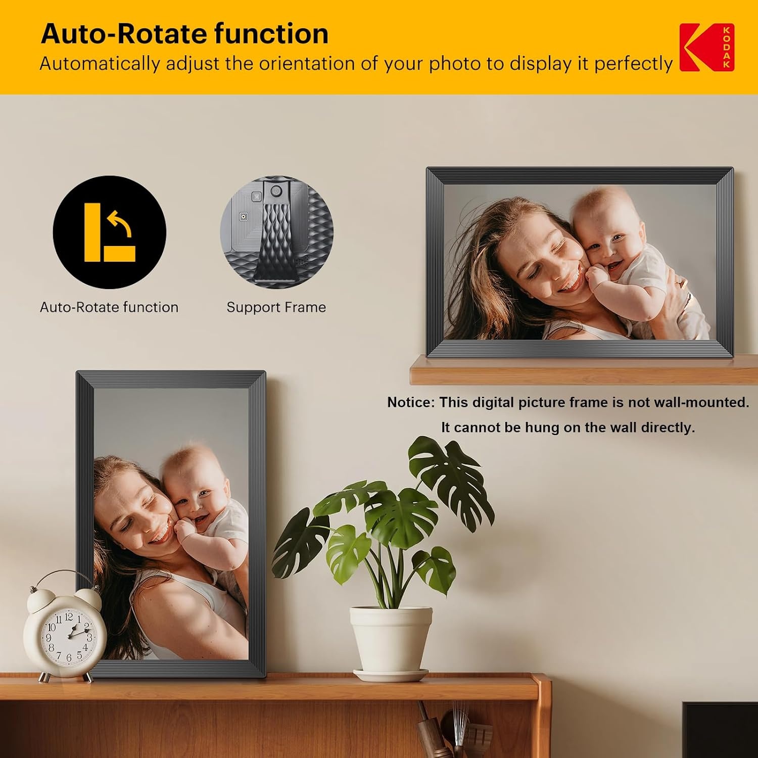 image:imageKODAK 156 Inch Large WiFi Digital Picture Frame 1920x1080 FHD Touch Screen Electronic Photo Frame with AI Photo Art 32GB Storage 6 Ways Sharing Photos amp Videos for Mom FamilyBlack
