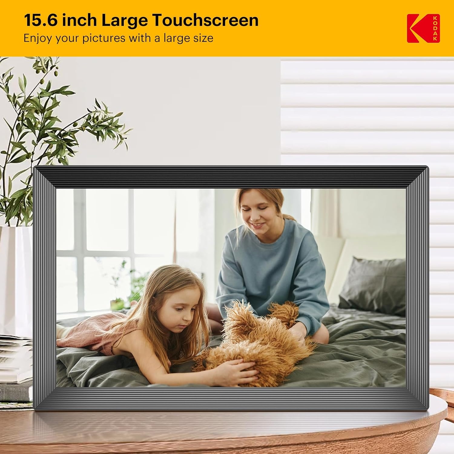 image:imageKODAK 156 Inch Large WiFi Digital Picture Frame 1920x1080 FHD Touch Screen Electronic Photo Frame with AI Photo Art 32GB Storage 6 Ways Sharing Photos amp Videos for Mom FamilyBlack