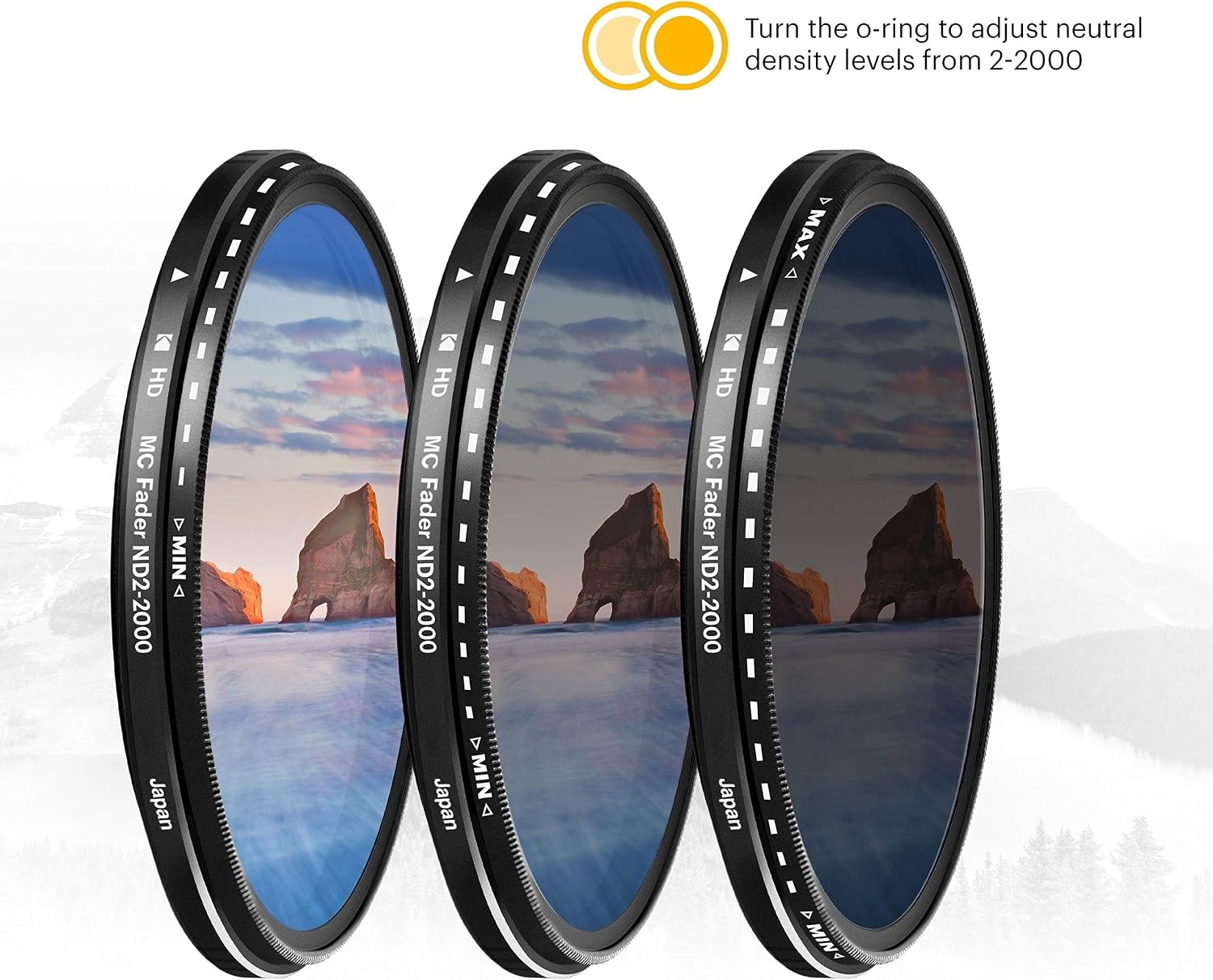 image:imageKODAK 37mm Fader Variable ND Filter Variable Range ND22000 Neutral Density Filter Prevent Overexposure wShallow Depth of Field Capture Motion Blur Slim Nano 18Layer MultiCoated Glass62MM