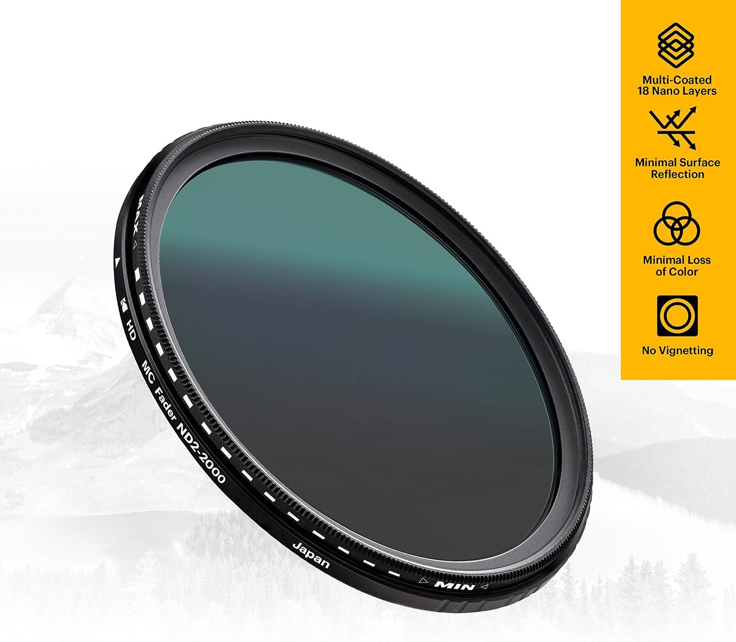 image:imageKODAK 37mm Fader Variable ND Filter Variable Range ND22000 Neutral Density Filter Prevent Overexposure wShallow Depth of Field Capture Motion Blur Slim Nano 18Layer MultiCoated Glass62MM