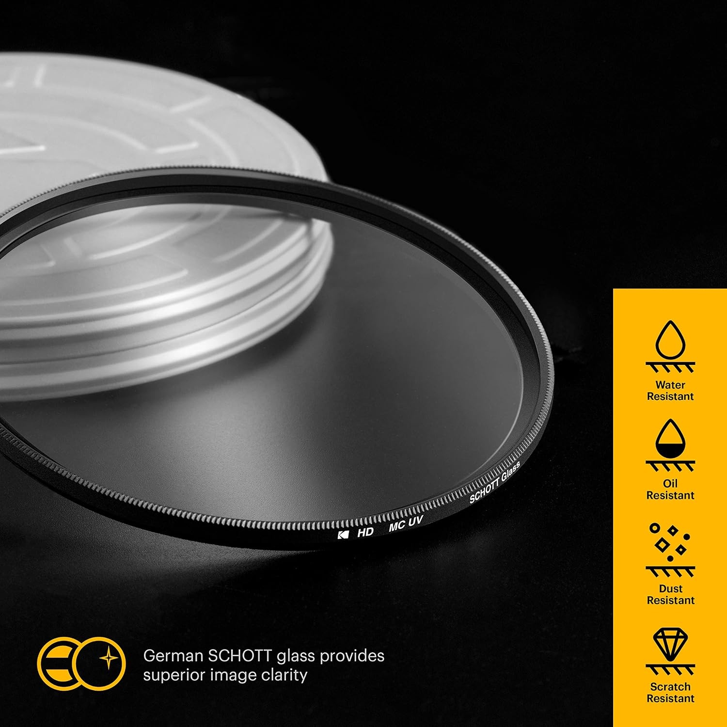 image:imageKODAK 37mm UV Filter German Schott Glass Premium Ultraviolet Filter Slim 18Layer Polished Coating Absorbs Atmospheric Haze Protects Lens amp Improves Sharpness amp Contrast 99 Light Transmittance37MM