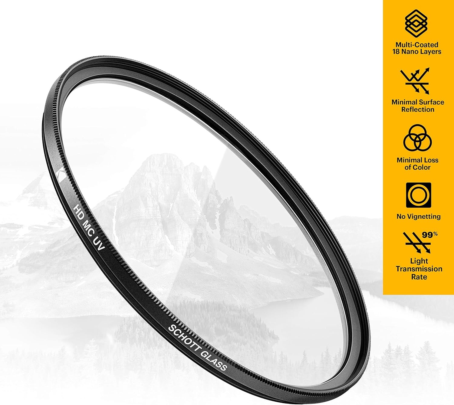 image:imageKODAK 37mm UV Filter German Schott Glass Premium Ultraviolet Filter Slim 18Layer Polished Coating Absorbs Atmospheric Haze Protects Lens amp Improves Sharpness amp Contrast 99 Light Transmittance37MM