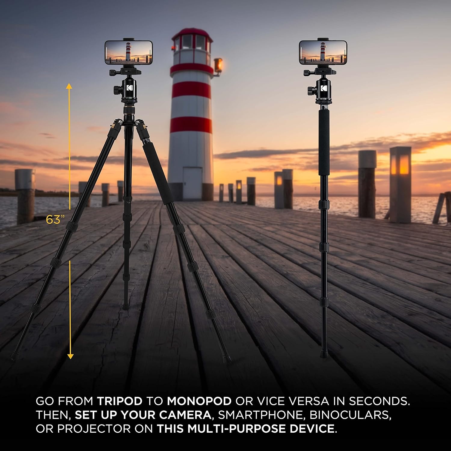 image:imageKODAK 63Inch 2in1 Tripod amp Monopod Bluetooth Remote