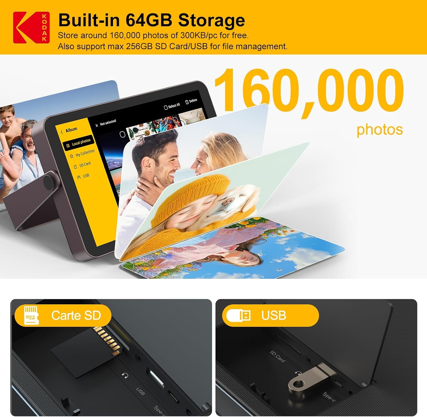 image:imageKODAK 64GB WiFi Digital Picture Frame with 4000mAh Battery Powered 101 inch 1280 800 GG IPS Touch Screen Electronic Smart Digital Photo Frame AutoRotate Gifts for Women MomBrown