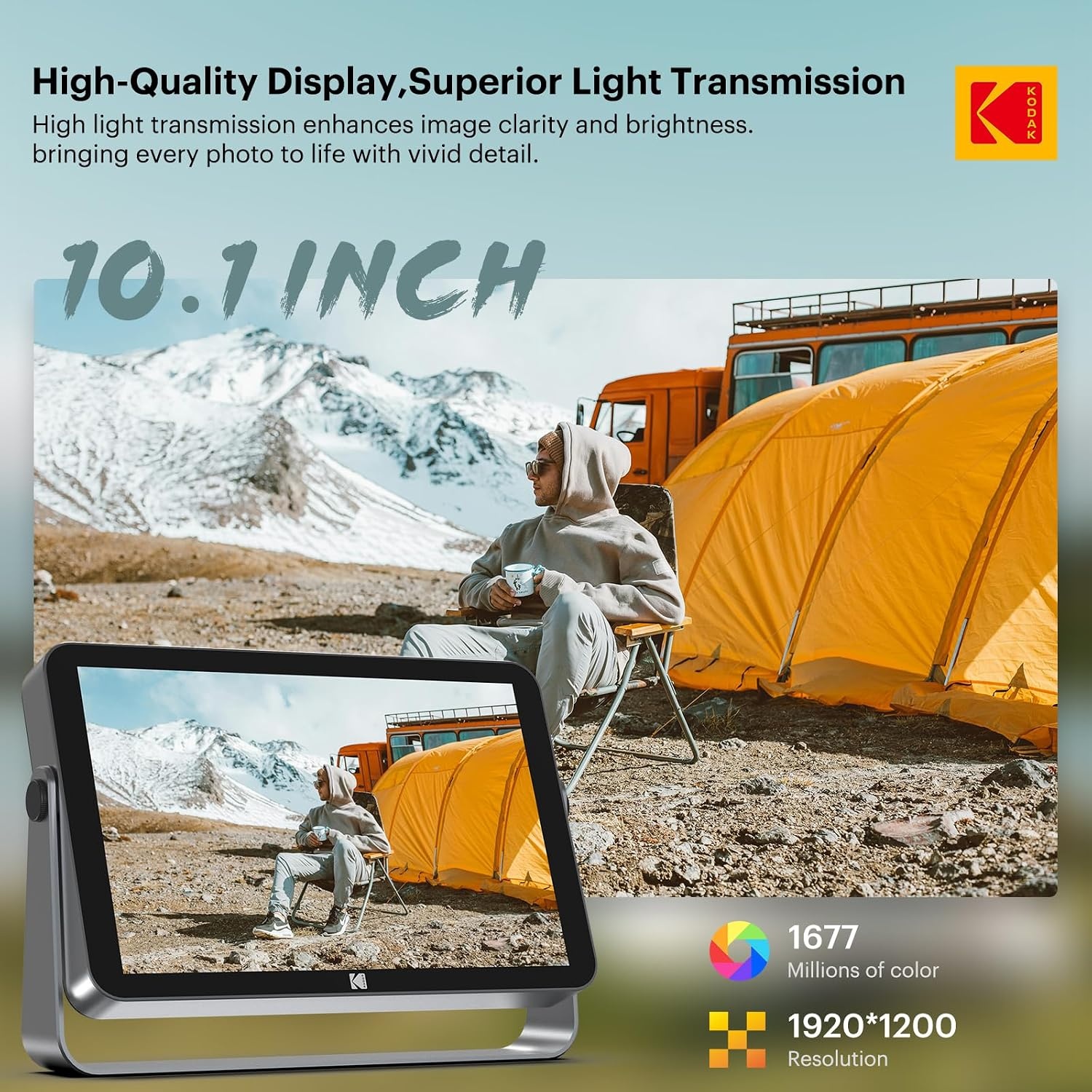 image:imageKODAK 64GB WiFi Digital Picture Frame with 4000mAh Battery Powered 101 inch 1280 800 GG IPS Touch Screen Electronic Smart Digital Photo Frame AutoRotate Gifts for Women MomGrey