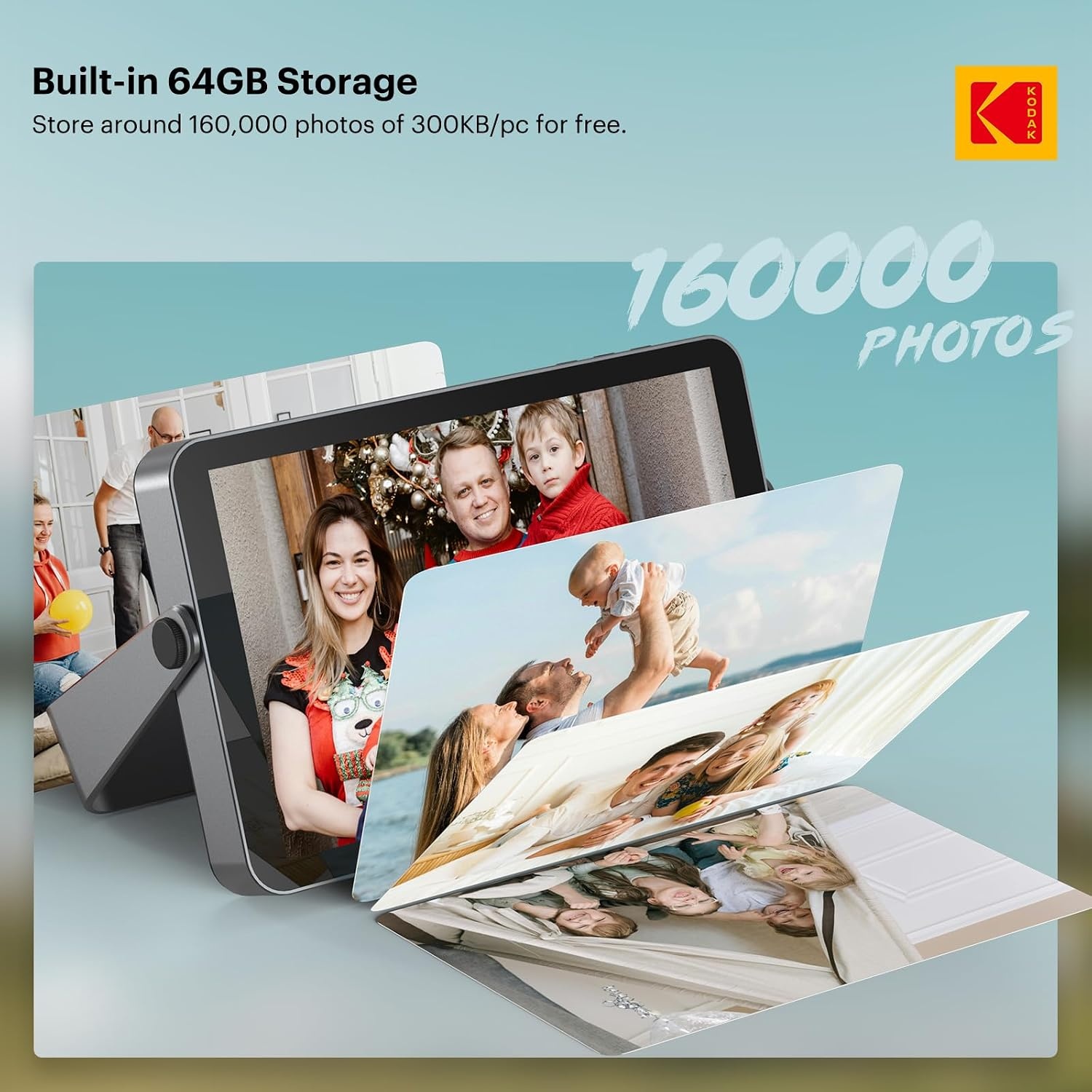 image:imageKODAK 64GB WiFi Digital Picture Frame with 4000mAh Battery Powered 101 inch 1280 800 GG IPS Touch Screen Electronic Smart Digital Photo Frame AutoRotate Gifts for Women MomGrey