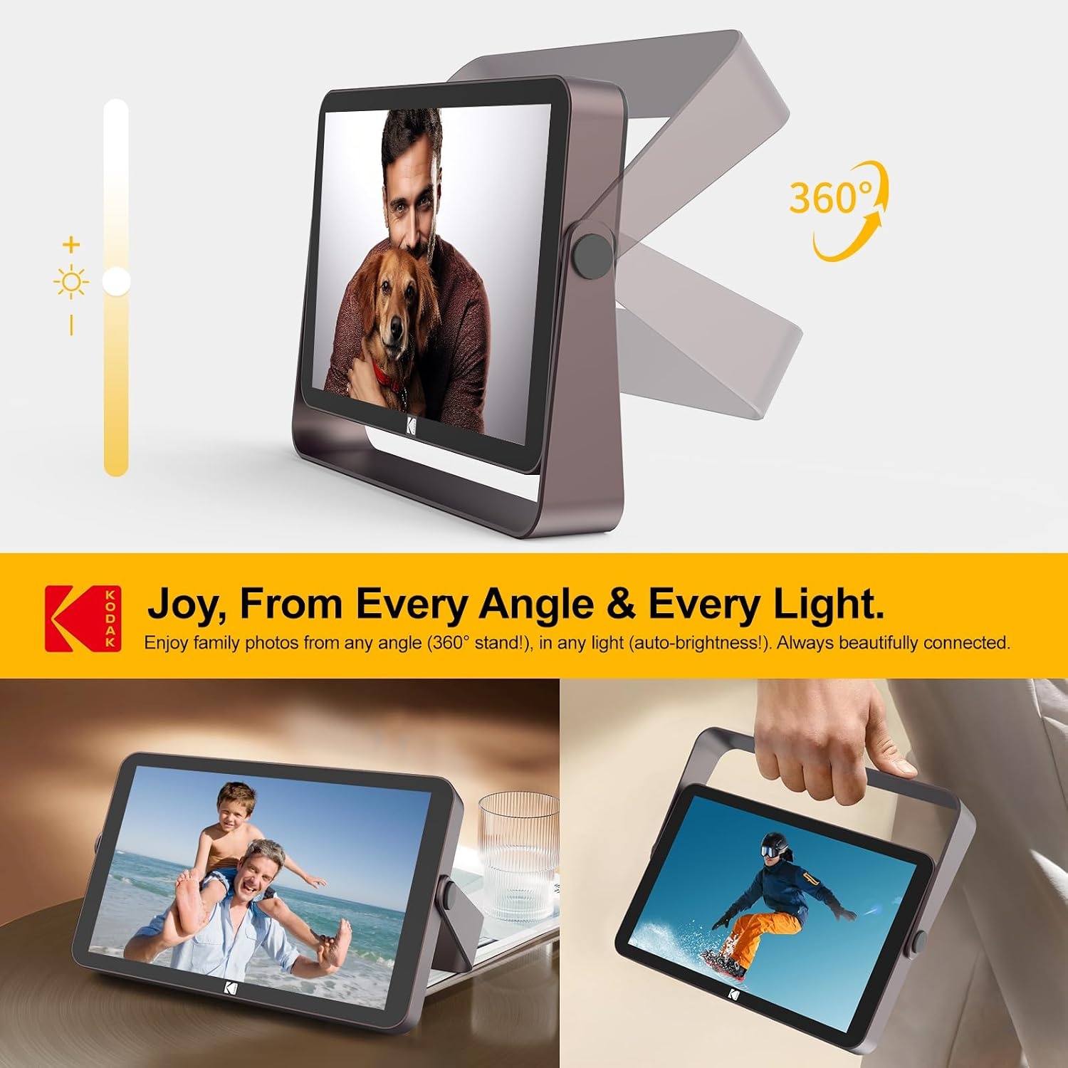 image:imageKODAK 64GB WiFi Digital Picture Frame with 4000mAh Battery Powered 101 inch 1280 800 GG IPS Touch Screen Electronic Smart Digital Photo Frame AutoRotate Gifts for Women MomBrown