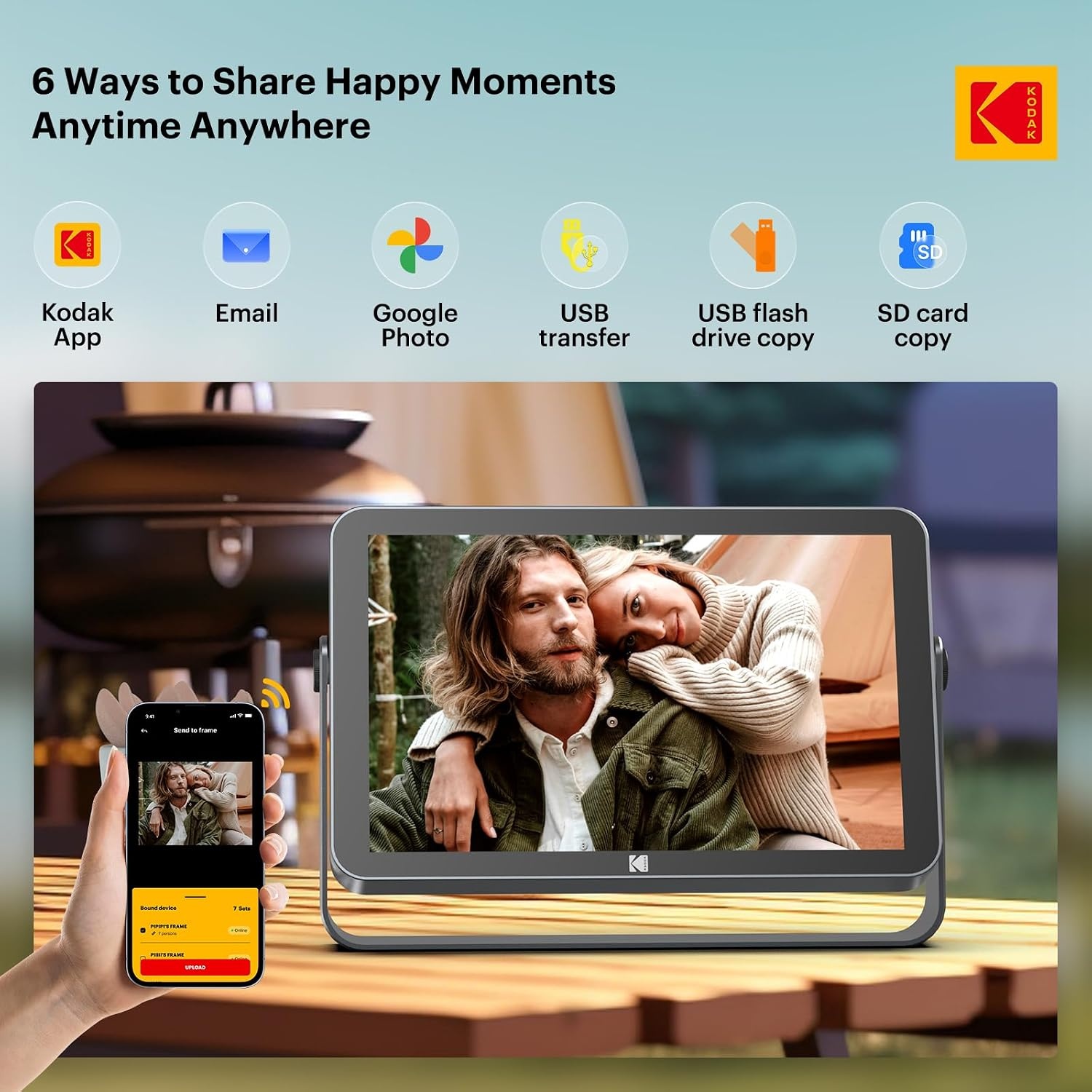 image:imageKODAK 64GB WiFi Digital Picture Frame with 4000mAh Battery Powered 101 inch 1280 800 GG IPS Touch Screen Electronic Smart Digital Photo Frame AutoRotate Gifts for Women MomGrey