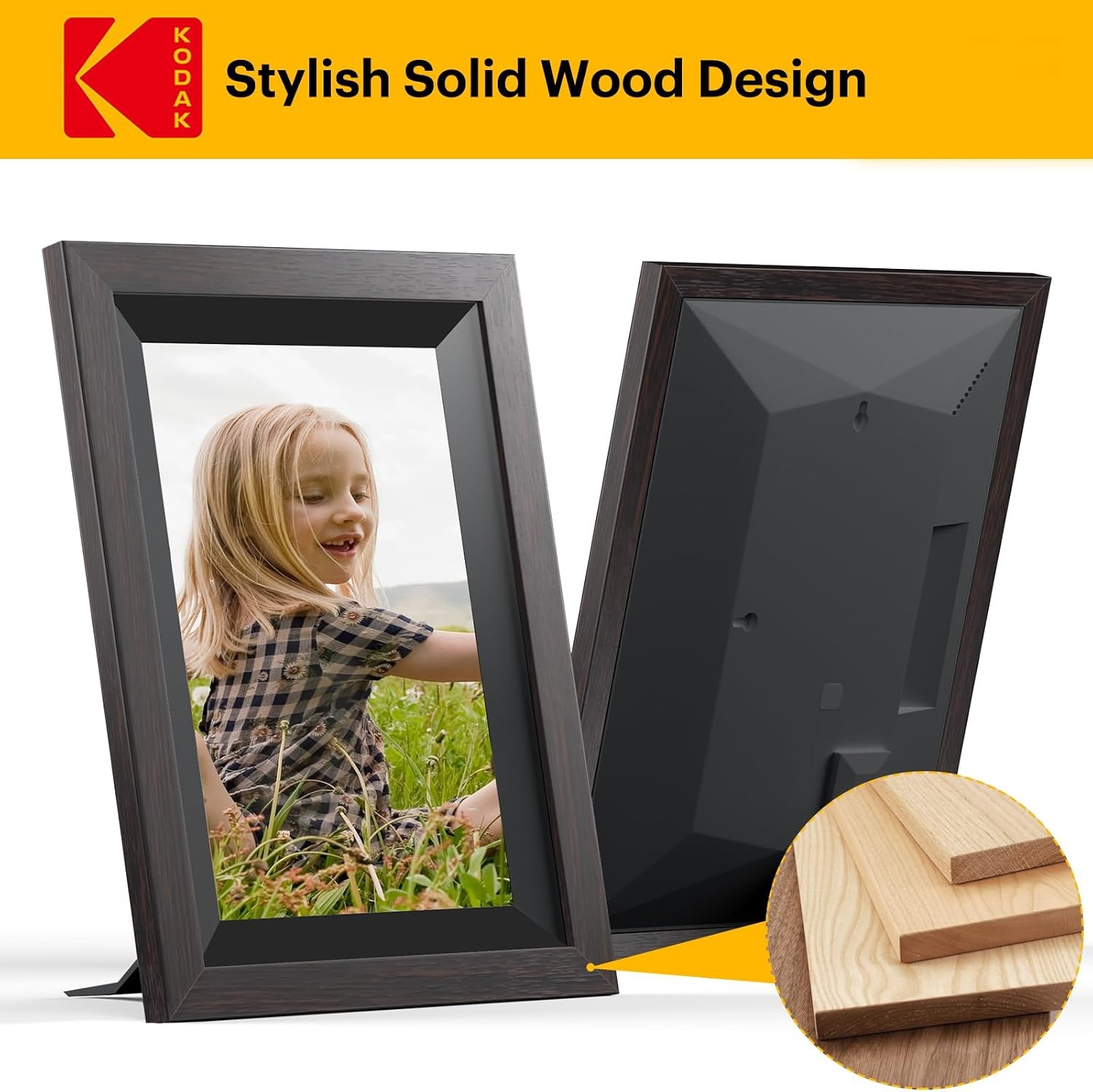 image:imageKODAK 7 Inch Digital Picture Frame with Remote Control 1024x600 HD Display Digital Photo Frame USB or SD Card Required AutoRotate Supports PhotoVideoMusicCalendarSlideshowBlack