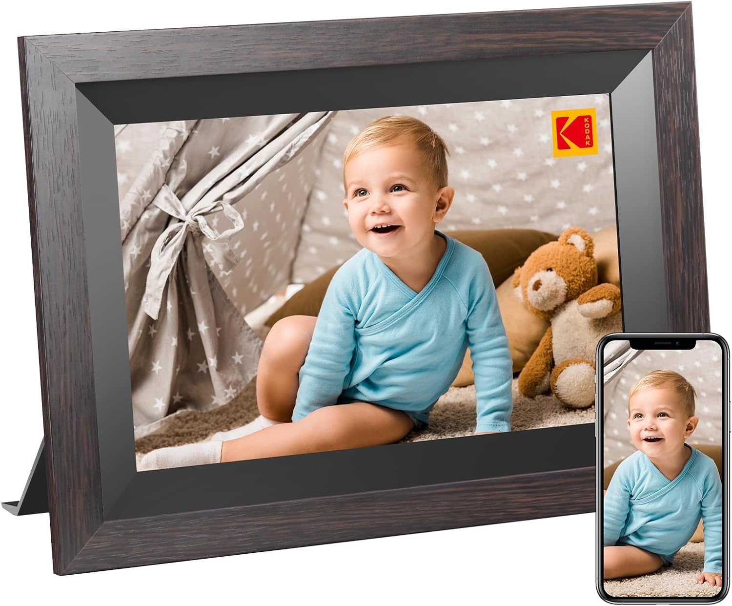image:imageKODAK 7 Inch Digital Picture Frame with Remote Control 1024x600 HD Display Digital Photo Frame USB or SD Card Required AutoRotate Supports PhotoVideoMusicCalendarSlideshowBlack