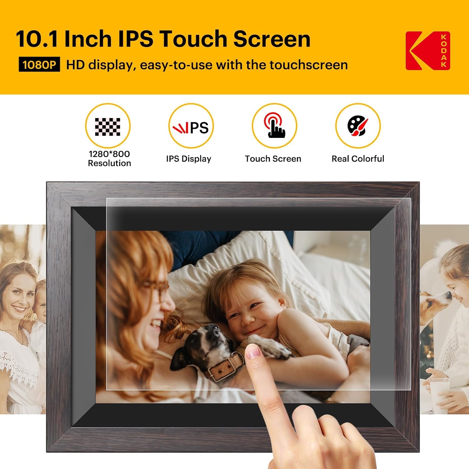 image:imageKODAK 7 Inch Digital Picture Frame with Remote Control 1024x600 HD Display Digital Photo Frame USB or SD Card Required AutoRotate Supports PhotoVideoMusicCalendarSlideshowBlack