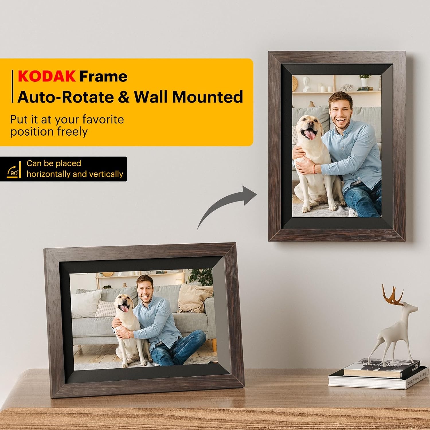 image:imageKODAK 7 Inch Digital Picture Frame with Remote Control 1024x600 HD Display Digital Photo Frame USB or SD Card Required AutoRotate Supports PhotoVideoMusicCalendarSlideshowBlack