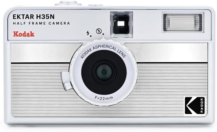 image:imageKODAK EKTAR H35N Half Frame Film Camera 35mm Reusable FocusFree Bulb Function Builtin Star Filter Coated Improved Lens Film amp AAA Battery are not Included Striped Black Premium KitStriped Silver