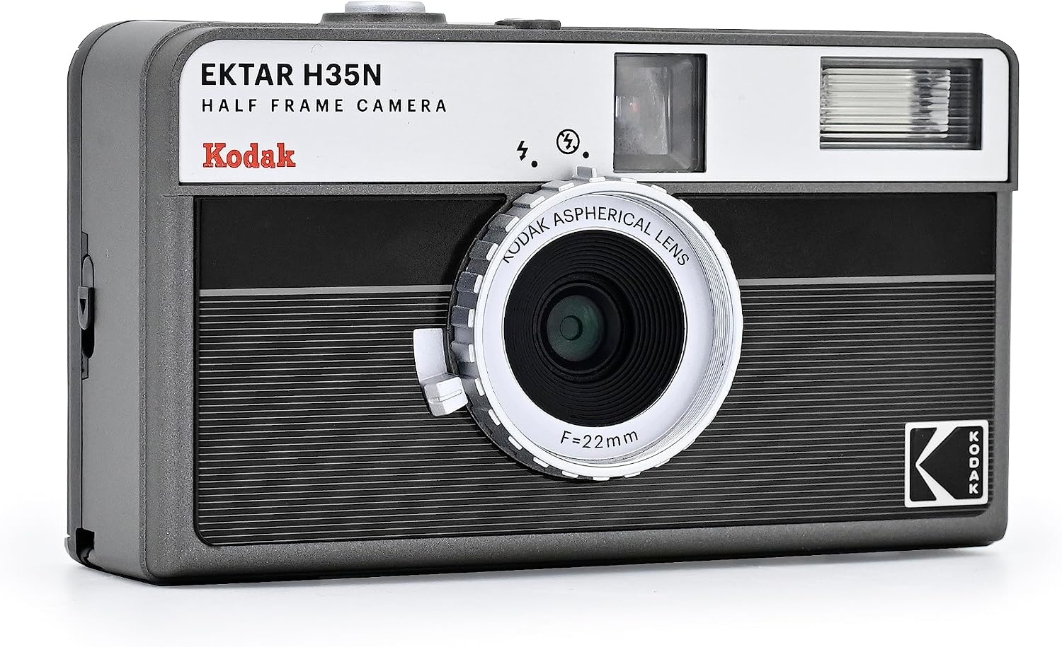 image:imageKODAK EKTAR H35N Half Frame Film Camera 35mm Reusable FocusFree Bulb Function Builtin Star Filter Coated Improved Lens Film amp AAA Battery are not Included Striped Black Premium KitStriped Black