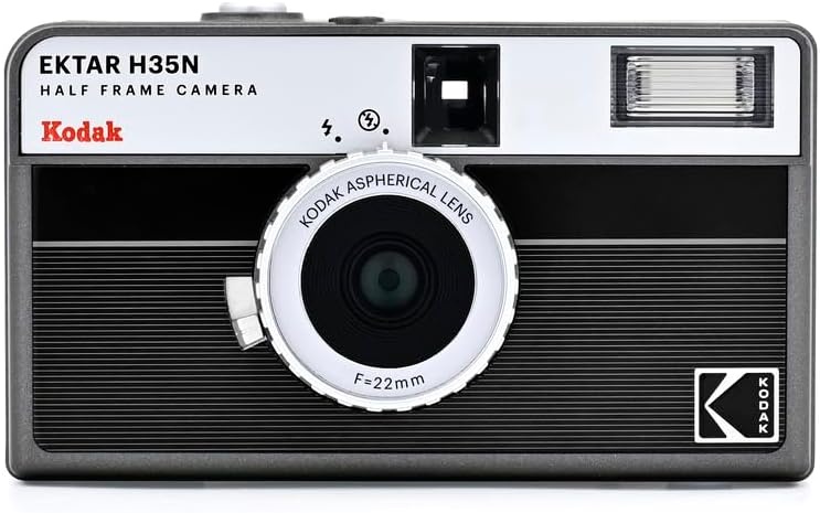 image:imageKODAK EKTAR H35N Half Frame Film Camera 35mm Reusable FocusFree Bulb Function Builtin Star Filter Coated Improved Lens Film amp AAA Battery are not Included Striped Black Premium KitStriped Black