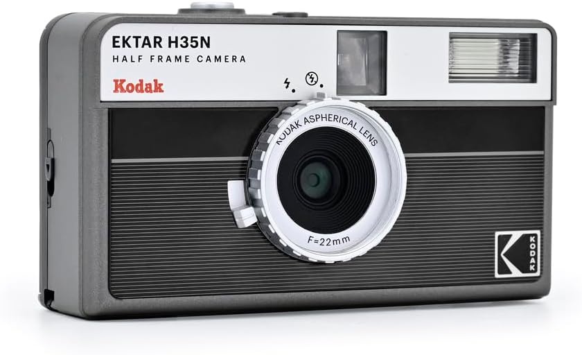 image:imageKODAK EKTAR H35N Half Frame Film Camera 35mm Reusable FocusFree Bulb Function Builtin Star Filter Coated Improved Lens Film amp AAA Battery are not Included Striped Black Premium KitStriped Black