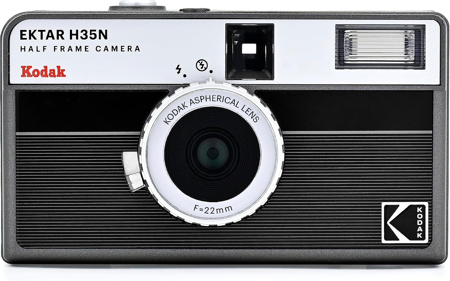 image:imageKODAK EKTAR H35N Half Frame Film Camera 35mm Reusable FocusFree Bulb Function Builtin Star Filter Coated Improved Lens Film amp AAA Battery are not Included Striped Black Premium KitStriped Black
