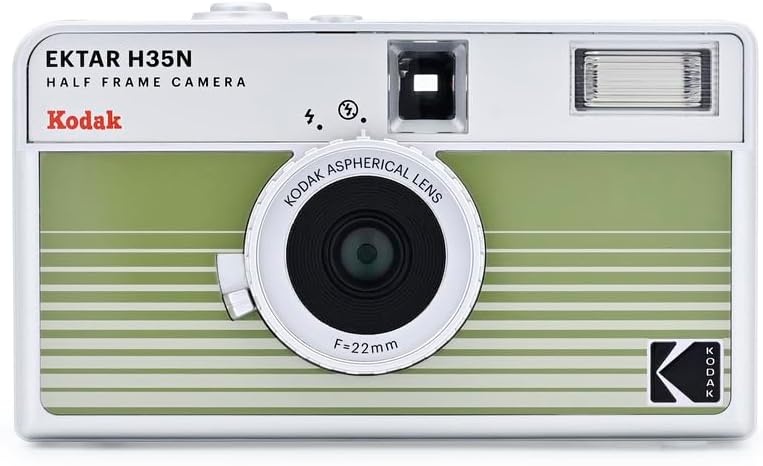 image:imageKODAK EKTAR H35N Half Frame Film Camera 35mm Reusable FocusFree Bulb Function Builtin Star Filter Coated Improved Lens Film amp AAA Battery are not Included Striped Black Premium KitStriped Green