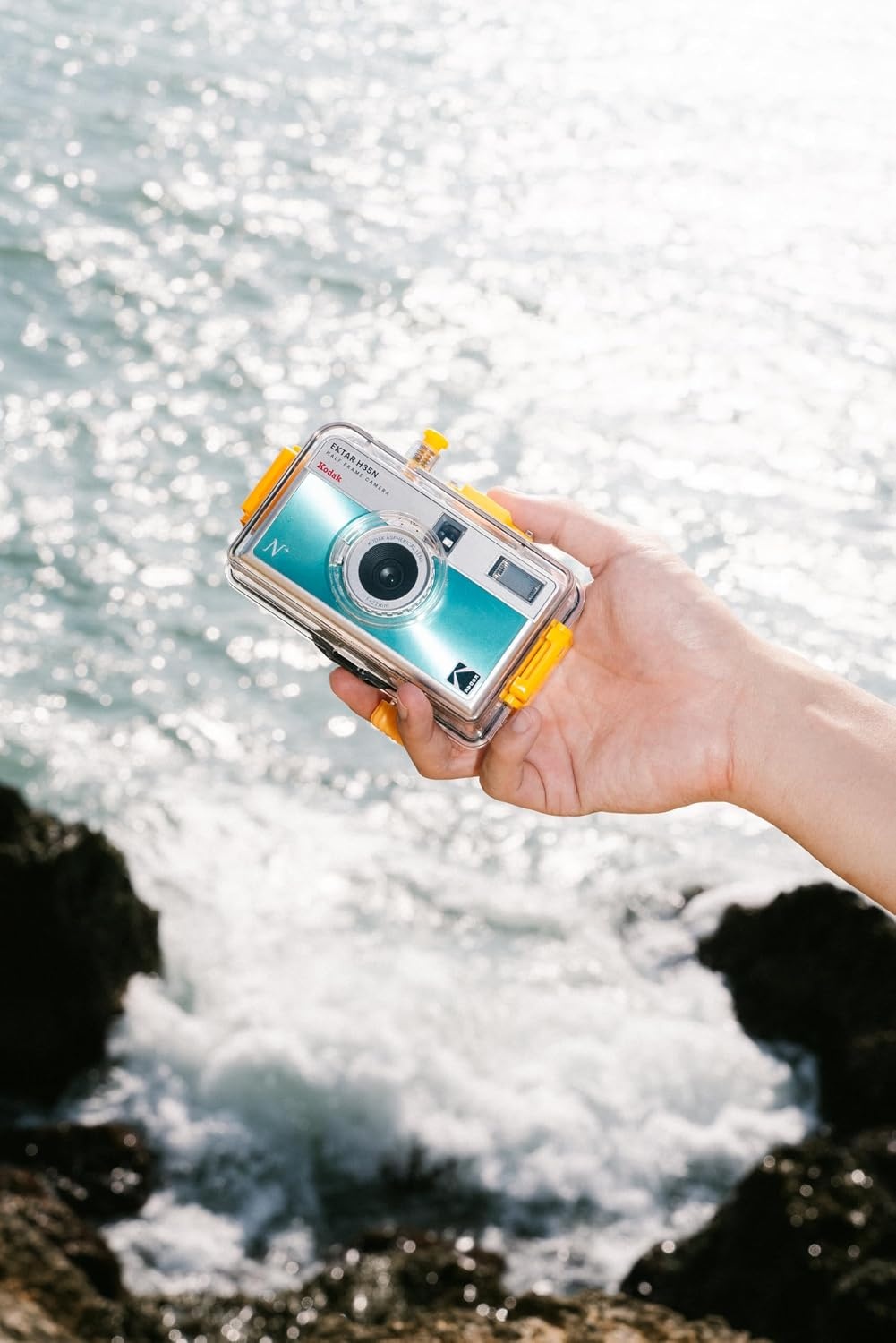 image:imageKODAK EKTAR H35N Half Frame Film Camera 35mm Reusable FocusFree Bulb Function Builtin Star Filter Coated Improved Lens Film amp AAA Battery are not Included Striped Black Premium KitStriped Silver
