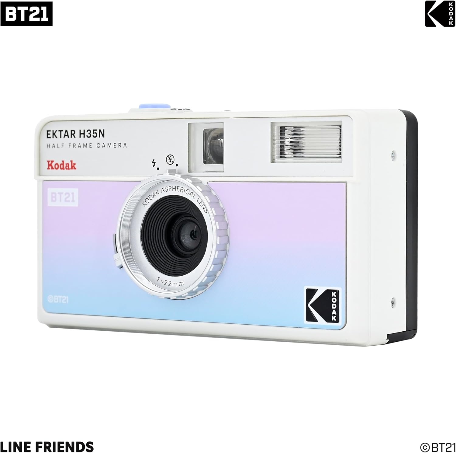 image:imageKODAK EKTAR H35N Half Frame Film Camera 35mm Reusable FocusFree Bulb Function Builtin Star Filter Coated Improved Lens Film amp AAA Battery are not Included Striped Black Premium KitBT21 Edition