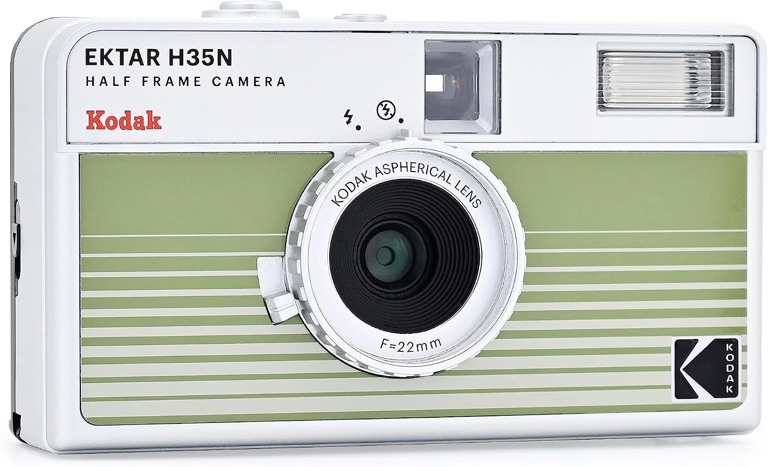 image:imageKODAK EKTAR H35N Half Frame Film Camera 35mm Reusable FocusFree Bulb Function Builtin Star Filter Coated Improved Lens Film amp AAA Battery are not Included Striped Black Premium KitStriped Green