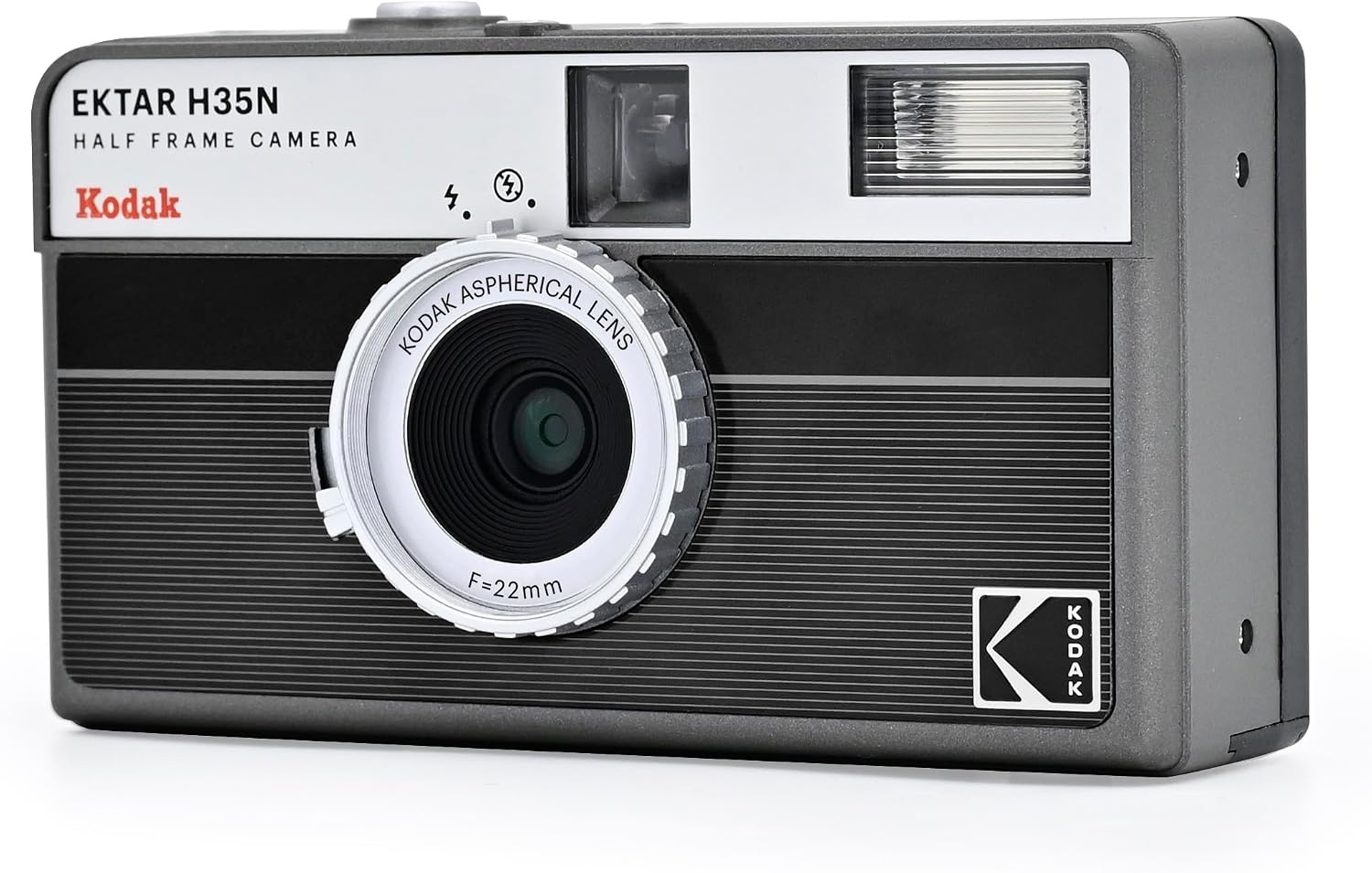 image:imageKODAK EKTAR H35N Half Frame Film Camera 35mm Reusable FocusFree Bulb Function Builtin Star Filter Coated Improved Lens Film amp AAA Battery are not Included Striped Black Premium KitStriped Black