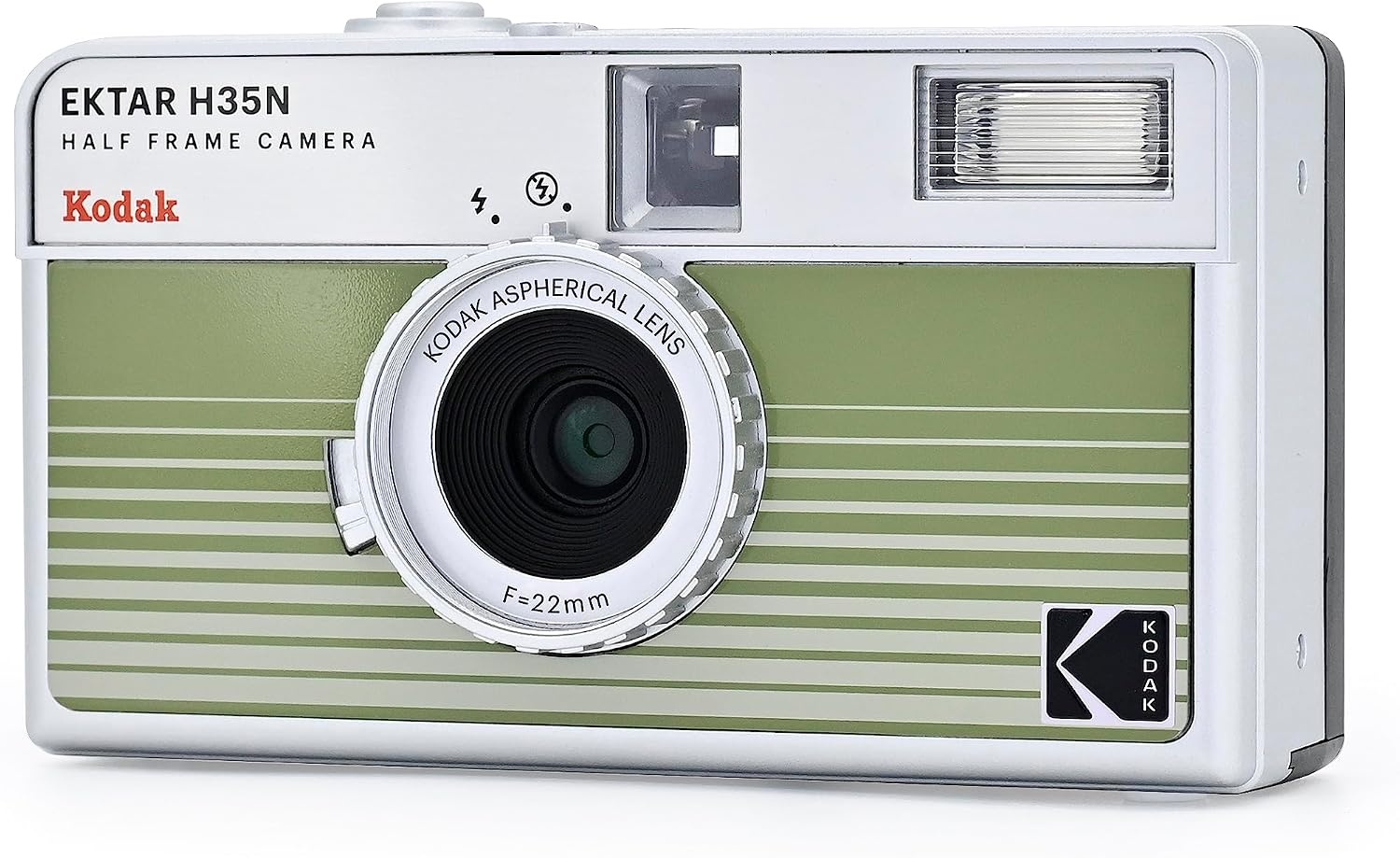 image:imageKODAK EKTAR H35N Half Frame Film Camera 35mm Reusable FocusFree Bulb Function Builtin Star Filter Coated Improved Lens Film amp AAA Battery are not Included Striped Black Premium KitStriped Green
