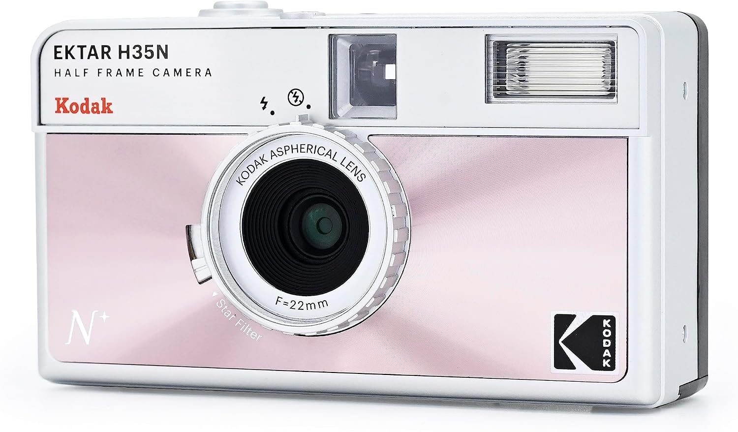 image:imageKODAK EKTAR H35N Half Frame Film Camera 35mm Reusable FocusFree Bulb Function Builtin Star Filter Coated Improved Lens Film amp AAA Battery are not Included Striped Black Premium KitGlazed Pink