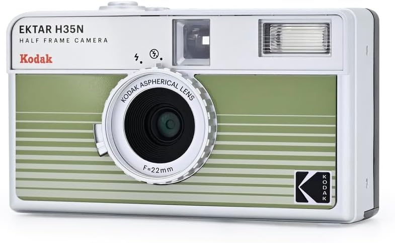 image:imageKODAK EKTAR H35N Half Frame Film Camera 35mm Reusable FocusFree Bulb Function Builtin Star Filter Coated Improved Lens Film amp AAA Battery are not Included Striped Black Premium KitStriped Green