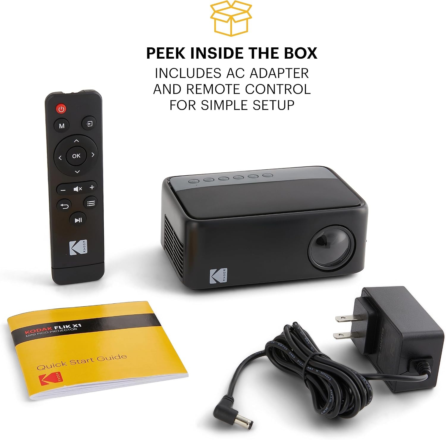 image:imageKODAK FLIK X1 Mini Projector Black HDMI USB Up to 100InchBlack