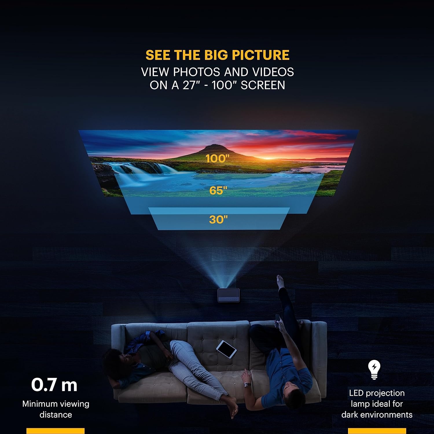 image:imageKODAK FLIK X1 Mini Projector Black HDMI USB Up to 100InchBlack