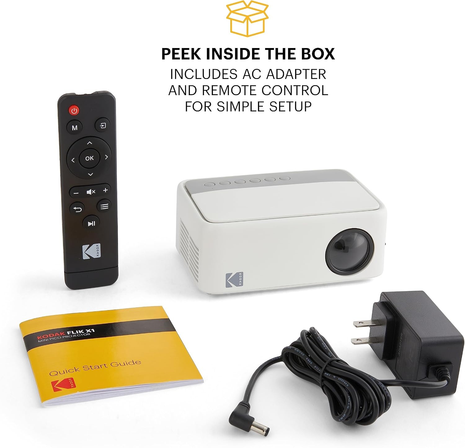image:imageKODAK FLIK X1 Mini Projector Black HDMI USB Up to 100InchWhite