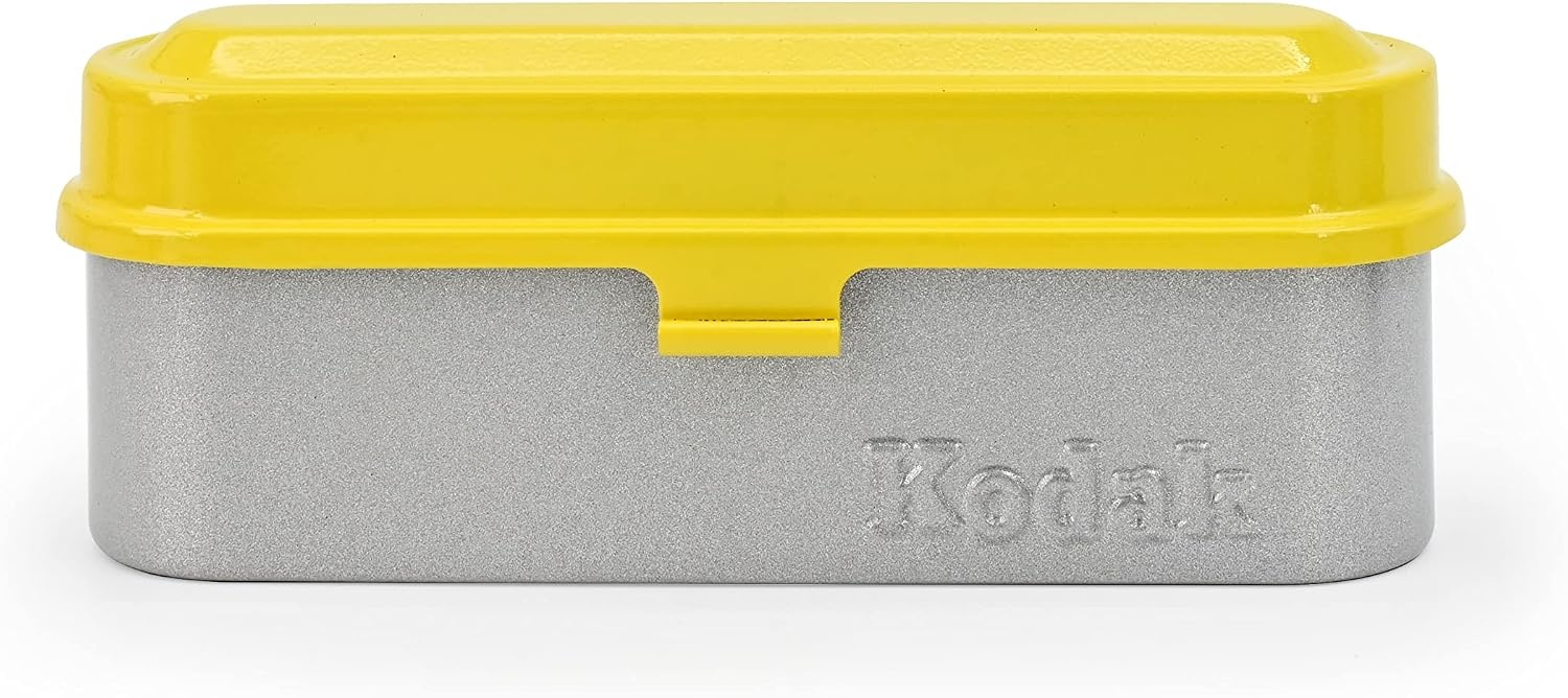 image:imageKODAK Film Case for 5 Rolls of 35mm Films Compact Retro Steel Case to Sort and Safeguard Film Rolls Blue Film is not IncludedYellow