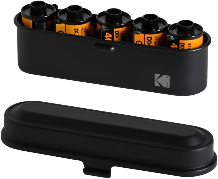 image:imageKODAK Film Case for 5 Rolls of 35mm Films Compact Retro Steel Case to Sort and Safeguard Film Rolls Film is not Included RedBlack