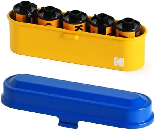image:imageKODAK Film Case for 5 Rolls of 35mm Films Compact Retro Steel Case to Sort and Safeguard Film Rolls Film is not Included RedBlue