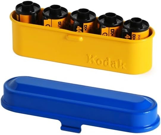 image:imageKODAK Film Case for 5 Rolls of 35mm Films Compact Retro Steel Case to Sort and Safeguard Film Rolls Film is not Included RedBlue