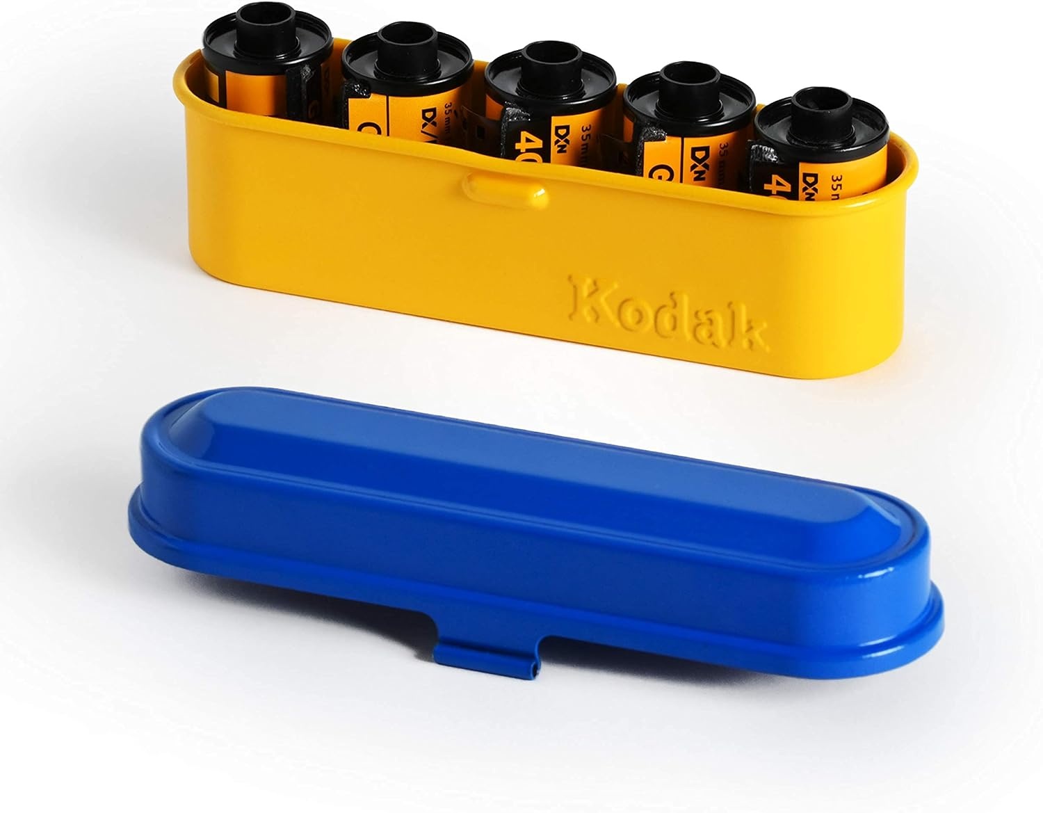 image:imageKODAK Film Case for 5 Rolls of 35mm Films Compact Retro Steel Case to Sort and Safeguard Film Rolls Film is not Included RedBlue