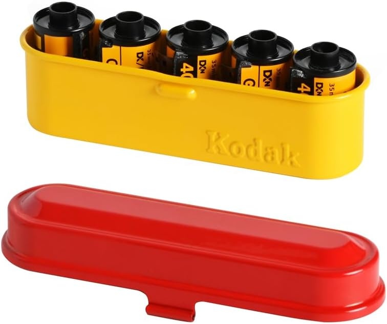 image:imageKODAK Film Case for 5 Rolls of 35mm Films Compact Retro Steel Case to Sort and Safeguard Film Rolls Film is not Included RedRed