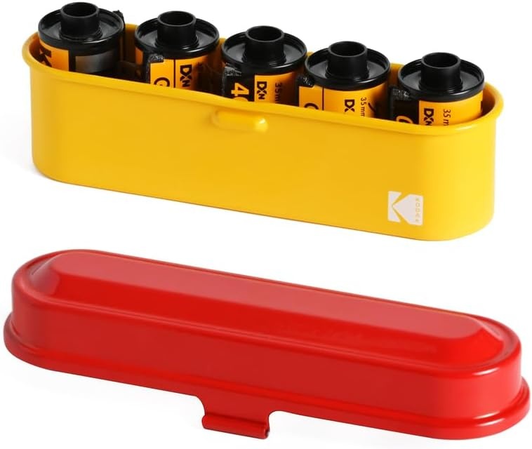 image:imageKODAK Film Case for 5 Rolls of 35mm Films Compact Retro Steel Case to Sort and Safeguard Film Rolls Film is not Included RedRed