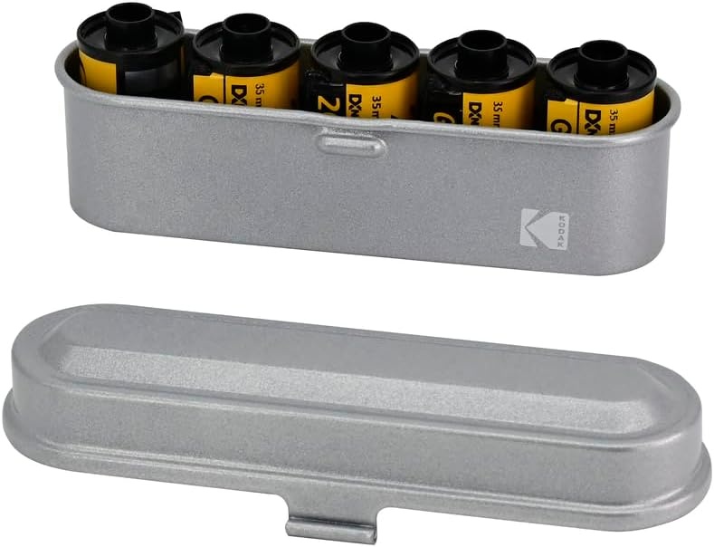 image:imageKODAK Film Case for 5 Rolls of 35mm Films Compact Retro Steel Case to Sort and Safeguard Film Rolls Film is not Included RedSilver